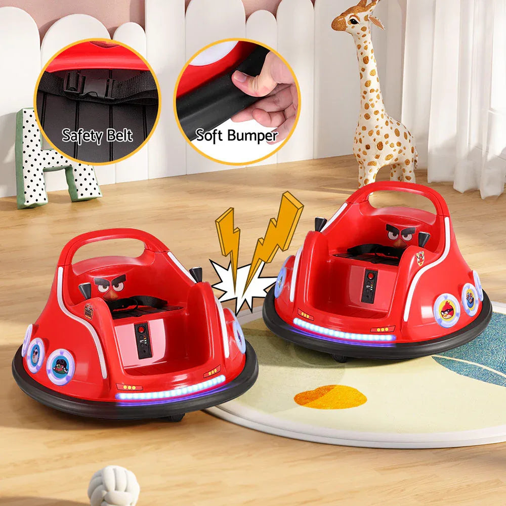 Kids Ride On Car Bumper Electric Ride On Cars Light Remote Angry Birds Sticker Red - Mekamart Australia