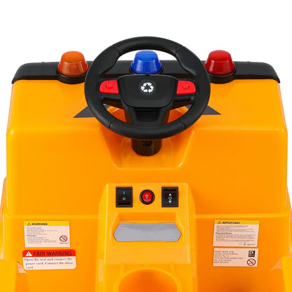 Rigo Kids Ride On Car Garbage Truck Police Light 12V Electric Toys Cars Yellow - Mekamart Australia