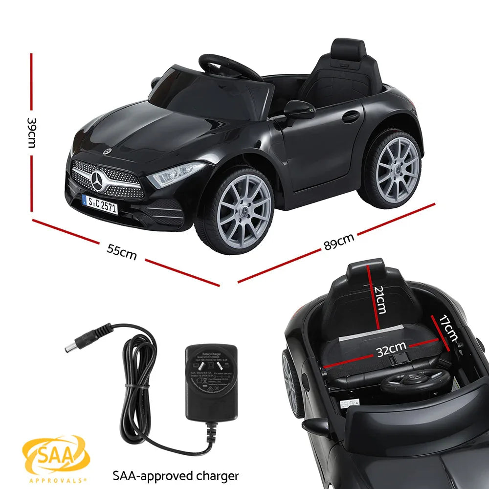 Kids Electric Ride On Car Licensed Outdoor Toys Cars Music Remote Black - Mekamart Australia