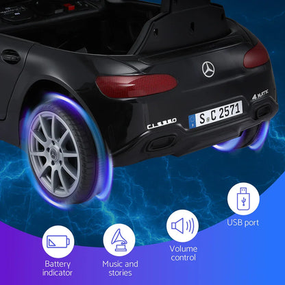 Kids Electric Ride On Car Licensed Outdoor Toys Cars Music Remote Black - Mekamart Australia