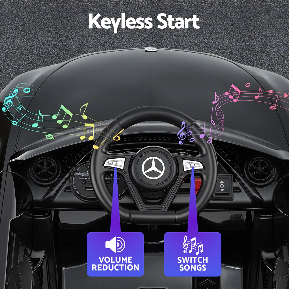 Kids Electric Ride On Car Licensed Outdoor Toys Cars Music Remote Black - Mekamart Australia