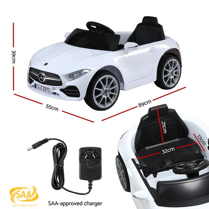 Kids Electric Ride On Car Licensed Outdoor Toys Cars Music Remote White - Mekamart Australia