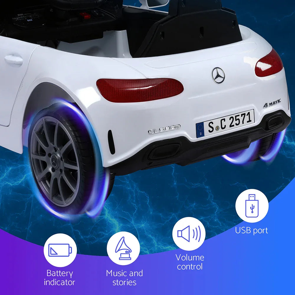 Kids Electric Ride On Car Licensed Outdoor Toys Cars Music Remote White - Mekamart Australia