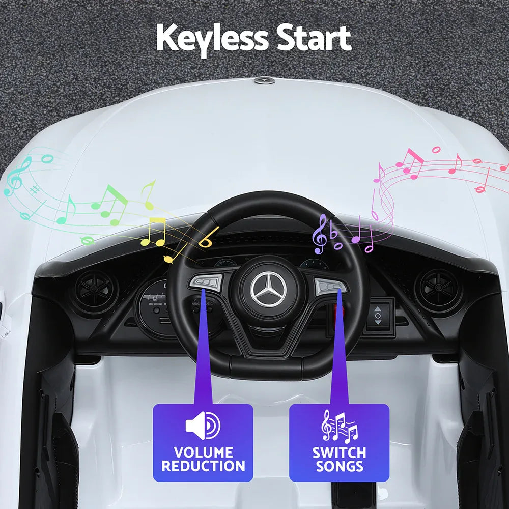 Kids Electric Ride On Car Licensed Outdoor Toys Cars Music Remote White - Mekamart Australia