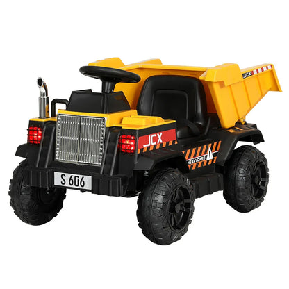 Rigo Kids Electric Ride On Car Dumptruck Loader Toy Cars 12V Yellow - Mekamart Australia