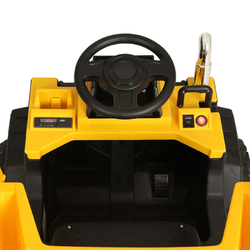 Rigo Kids Electric Ride On Car Dumptruck Loader Toy Cars 12V Yellow - Mekamart Australia