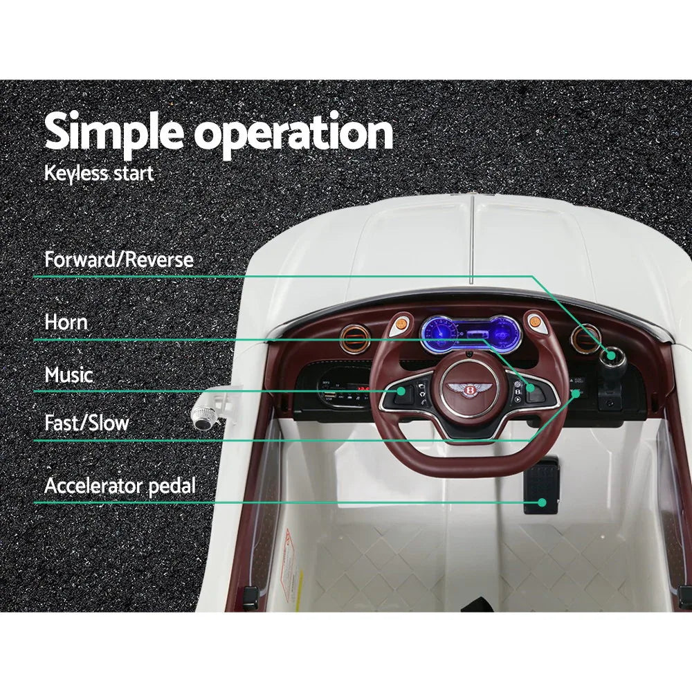 Kids Electric Ride On Car Bentley Licensed EXP12 Toy Cars Remote 12V White - Mekamart Australia