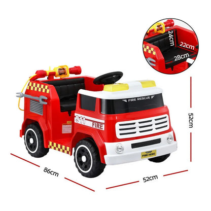 Rigo Kids Ride On Car Electric Fire Engine Fighting Truck with Water Gun Music - Mekamart Australia