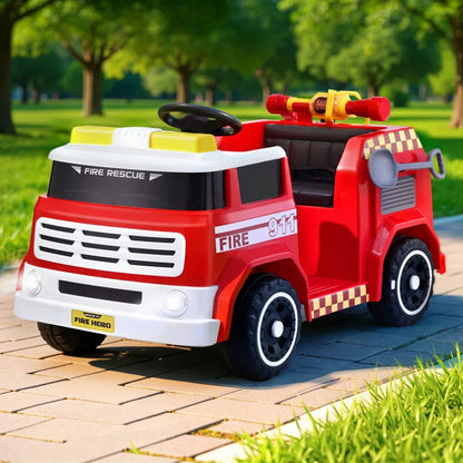 Rigo Kids Ride On Car Electric Fire Engine Fighting Truck with Water Gun Music - Mekamart Australia