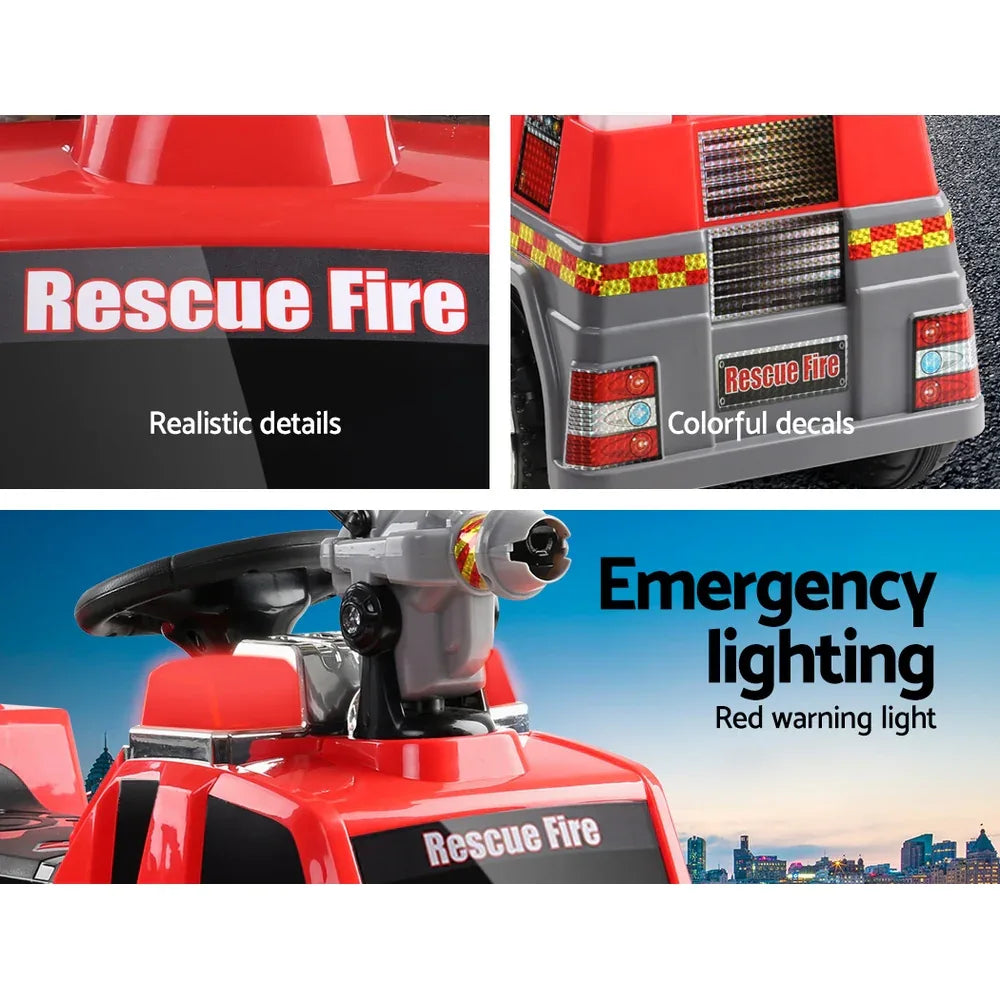 Rigo Kids Electric Ride On Car Fire Engine Fighting Truck Toy Cars 6V Red - Mekamart Australia