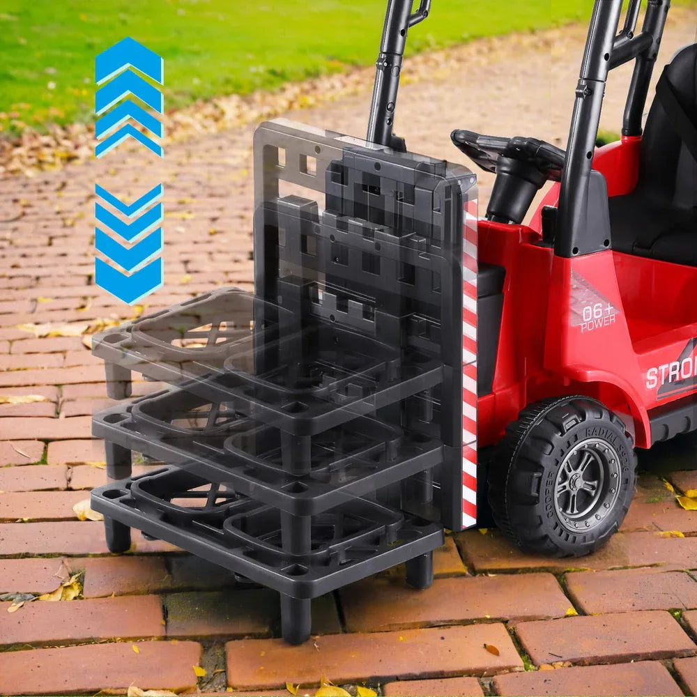 Rigo Kids Electric Ride On Car Forklift Loader Toys Cars Horn Remote 12V Red - Mekamart Australia
