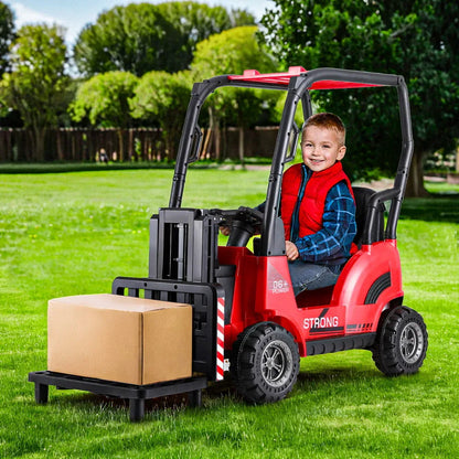 Rigo Kids Electric Ride On Car Forklift Loader Toys Cars Horn Remote 12V Red - Mekamart Australia