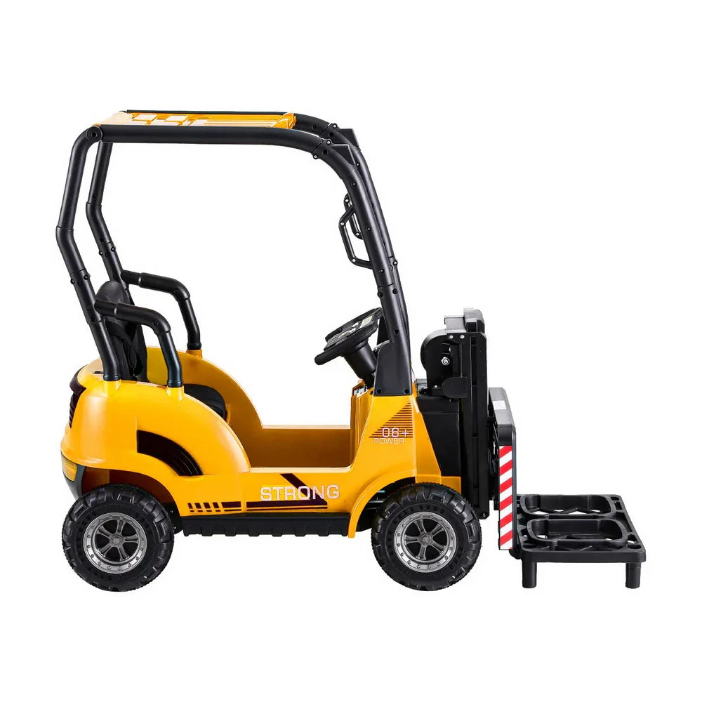 Rigo Kids Electric Ride On Car Forklift Loader Toys Cars Horn Remote 12V Yellow - Mekamart Australia