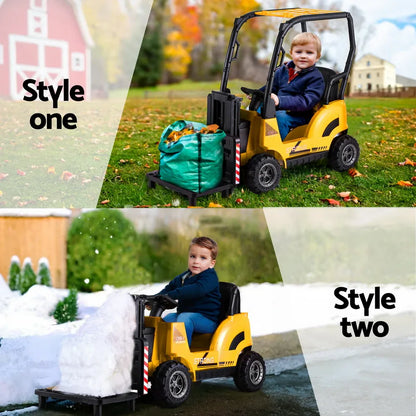 Rigo Kids Electric Ride On Car Forklift Loader Toys Cars Horn Remote 12V Yellow - Mekamart Australia