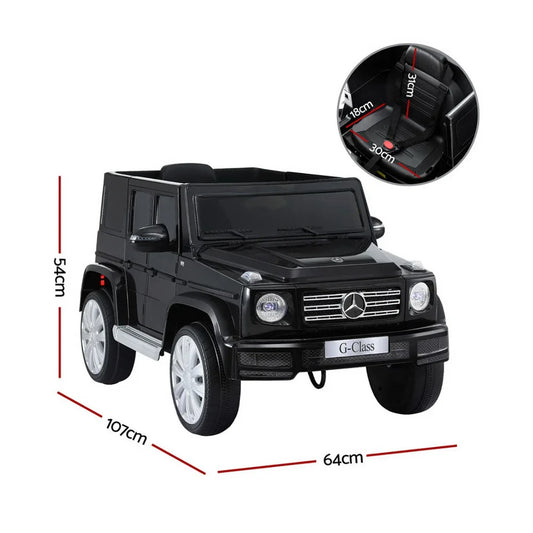 Kids Ride On Car Licensed Mercedes-Benz G500 Electric Toys Horn Remote 12V Black - Mekamart Australia
