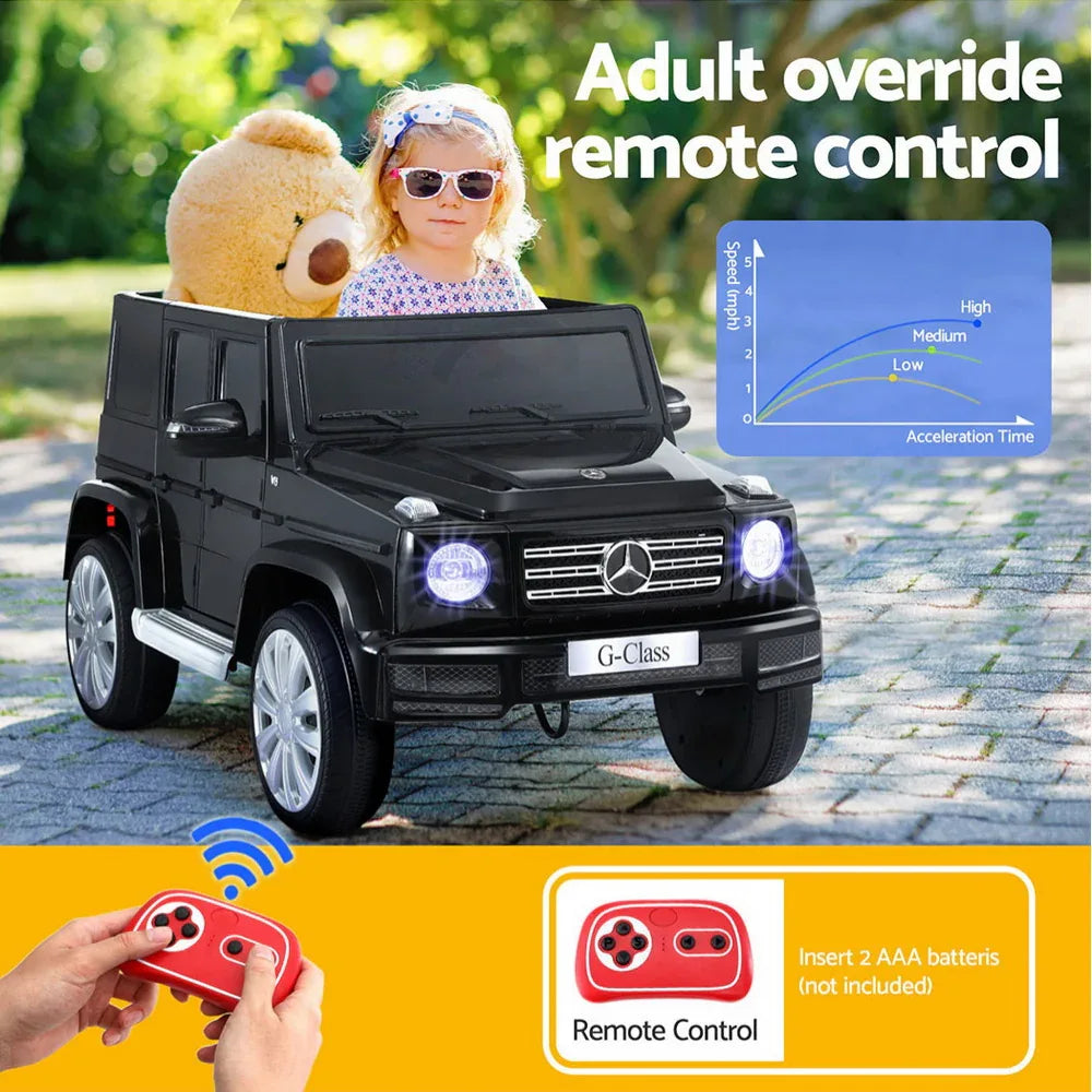 Kids Ride On Car Licensed Mercedes-Benz G500 Electric Toys Horn Remote 12V Black - Mekamart Australia