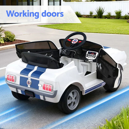 Kids Electric Ride On Car Licensed GT350 Outdoor Toys Cars Music Remote White - Mekamart Australia