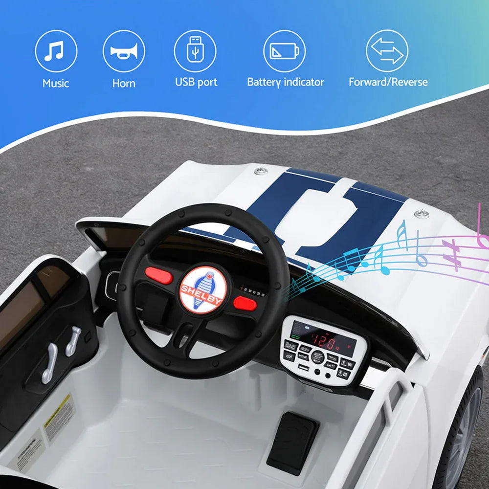 Kids Electric Ride On Car Licensed GT350 Outdoor Toys Cars Music Remote White - Mekamart Australia