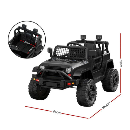 Rigo Kids Electric Ride On Car Jeep Toy Cars Remote 12V Black - Mekamart Australia