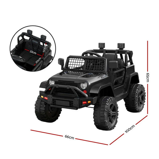 Rigo Kids Electric Ride On Car Jeep Toy Cars Remote 12V Black - Mekamart Australia