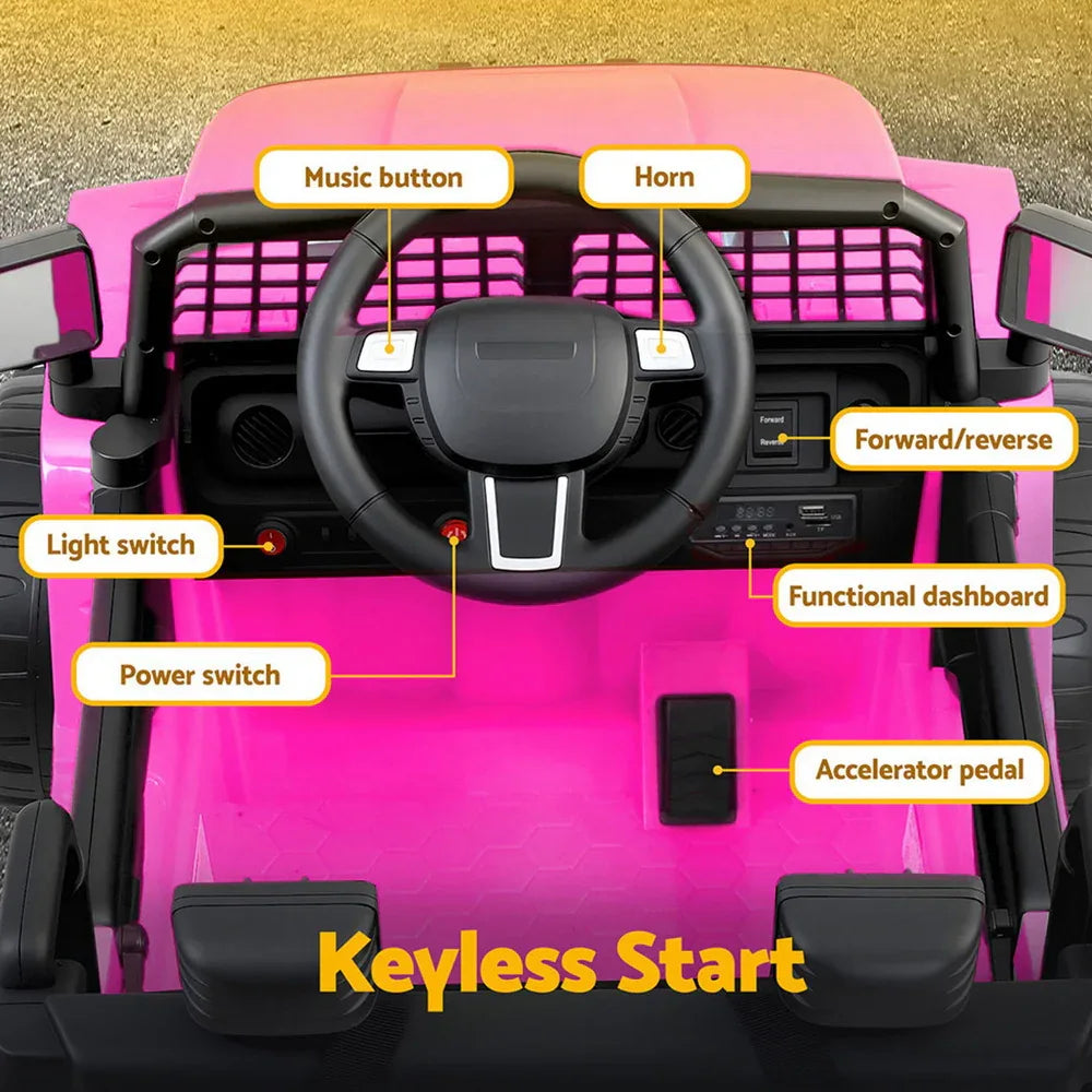 Rigo Kids Electric Ride On Car Jeep Toy Cars Remote 12V Pink - Mekamart Australia