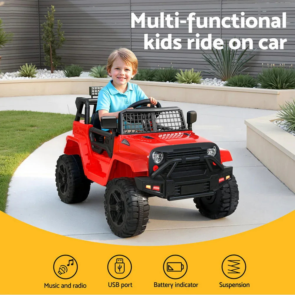 Rigo Kids Electric Ride On Car Jeep Toy Cars Remote 12V Red - Mekamart Australia
