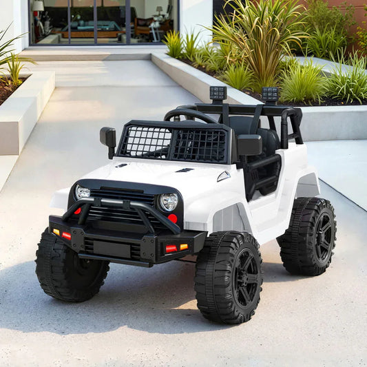 Rigo Kids Electric Ride On Car Jeep Toy Cars Remote 12V White - Mekamart Australia