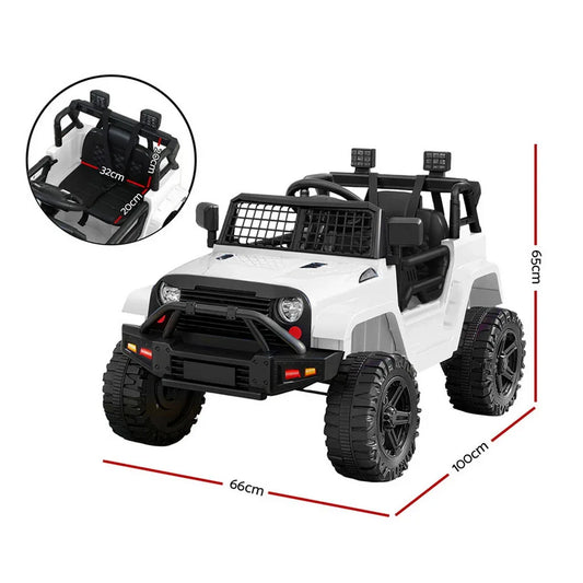 Rigo Kids Electric Ride On Car Jeep Toy Cars Remote 12V White - Mekamart Australia