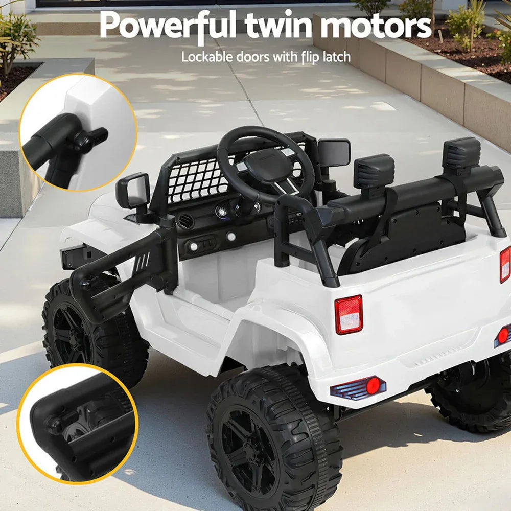 Rigo Kids Electric Ride On Car Jeep Toy Cars Remote 12V White - Mekamart Australia