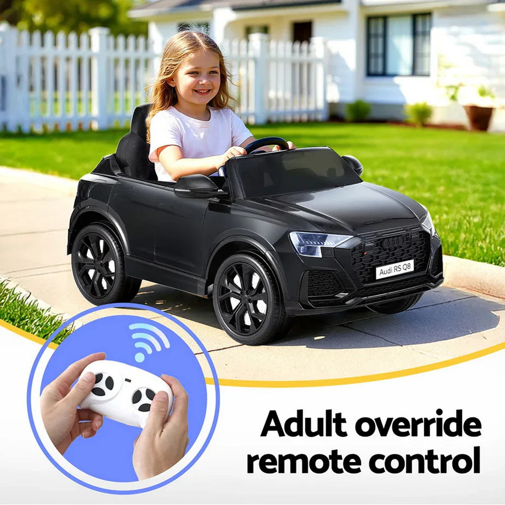 Kids Ride On Car Licensed RSQ8 Electric Toy Black Remote 12V Cars Black - Mekamart Australia