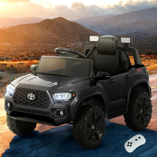 Kids Electric Ride On Car Toyota Tacoma Off Road Jeep Toy Cars Remote 12V Black - Mekamart Australia