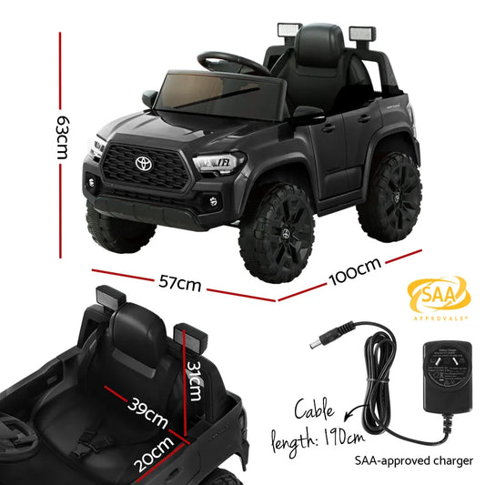 Kids Electric Ride On Car Toyota Tacoma Off Road Jeep Toy Cars Remote 12V Black - Mekamart Australia