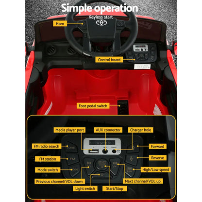 Kids Electric Ride On Car Toyota Tacoma Off Road Jeep Toy Cars Remote 12V Red - Mekamart Australia