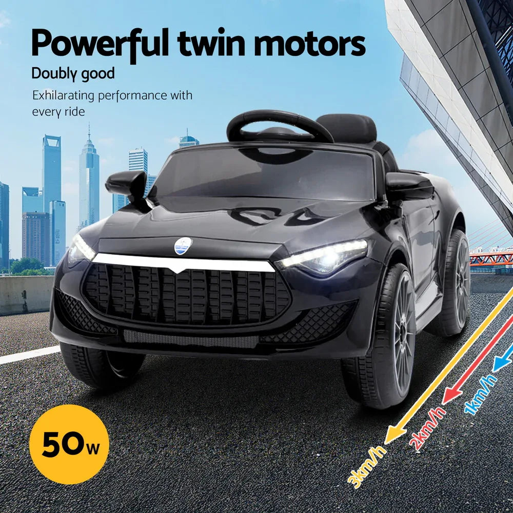 Rigo Kids Electric Ride On Car Toys Cars Horn Music Remote Control 12V Black - Mekamart Australia
