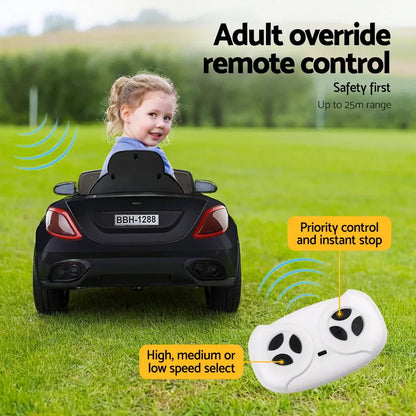 Rigo Kids Electric Ride On Car Toys Cars Horn Music Remote Control 12V Black - Mekamart Australia