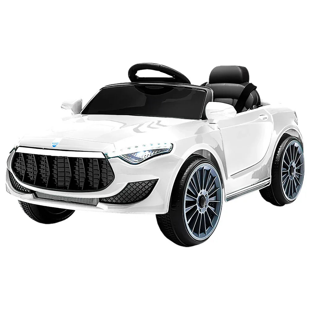Rigo Kids Electric Ride On Car Cars Music Headlight Remote Control 12V White - Mekamart Australia