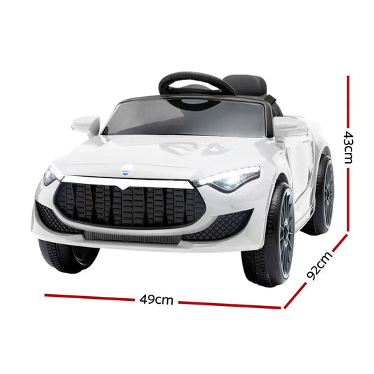 Rigo Kids Electric Ride On Car Cars Music Headlight Remote Control 12V White - Mekamart Australia