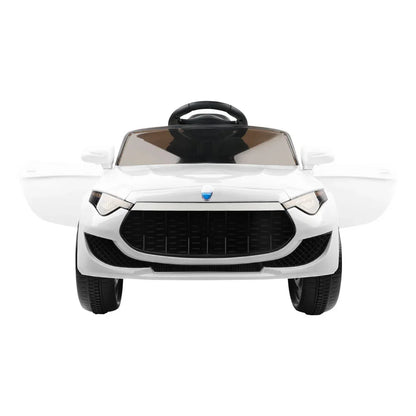 Rigo Kids Electric Ride On Car Cars Music Headlight Remote Control 12V White - Mekamart Australia