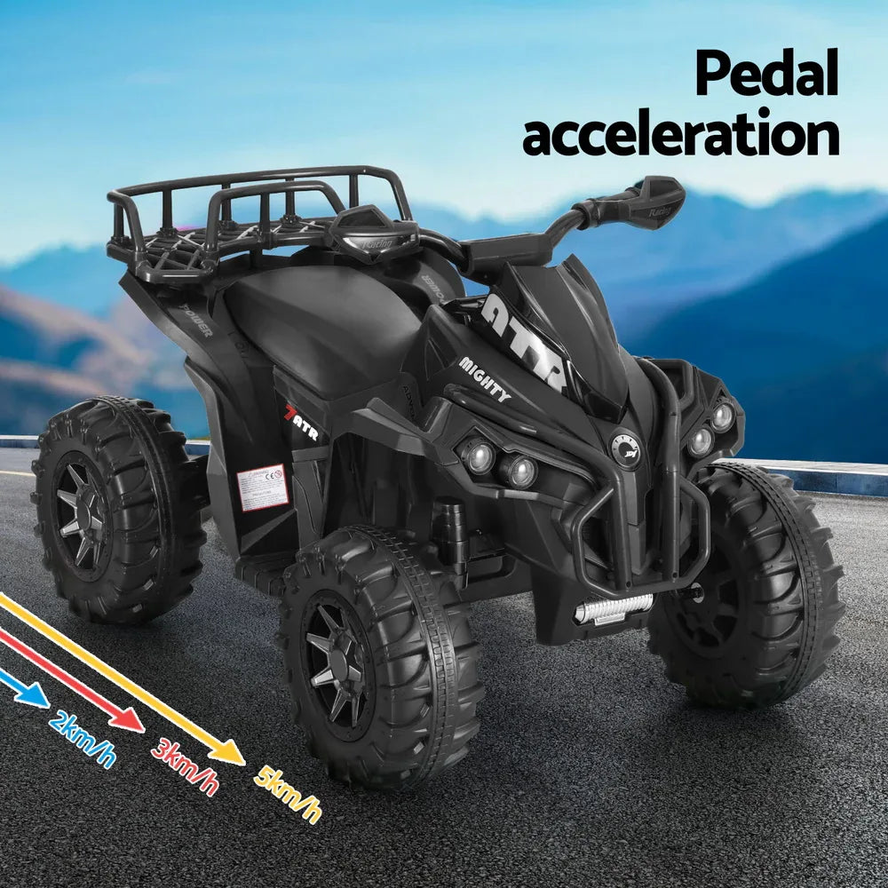 Rigo Kids Ride On Car ATV Quad Motorbike Storage Rack Electric Toys 12V Black - Mekamart Australia