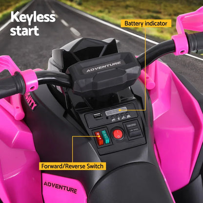 Rigo Kids Ride On Car ATV Quad Motorbike Storage Rack Electric Toys 12V Pink - Mekamart Australia