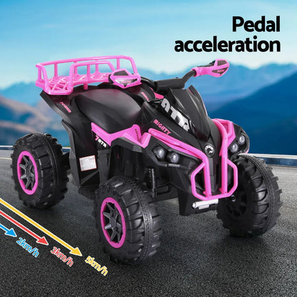Rigo Kids Ride On Car ATV Quad Motorbike Storage Rack Electric Toys 12V Pink - Mekamart Australia
