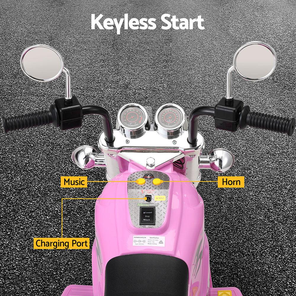 Rigo Kids Ride On Car Motorcycle Motorbike Electric Toys Horn Music 6V Pink - Mekamart Australia