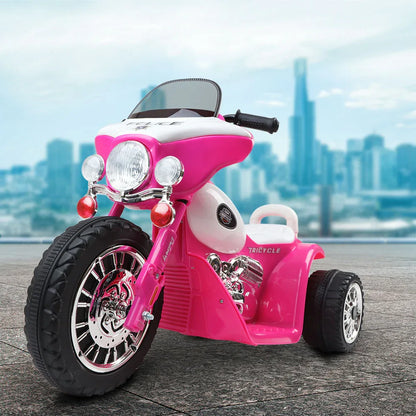 Rigo Kids Electric Ride On Patrol Police Car Harley-Inspired 6V Pink - Mekamart Australia