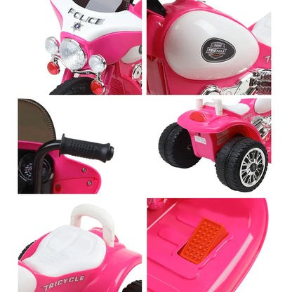 Rigo Kids Electric Ride On Patrol Police Car Harley-Inspired 6V Pink - Mekamart Australia
