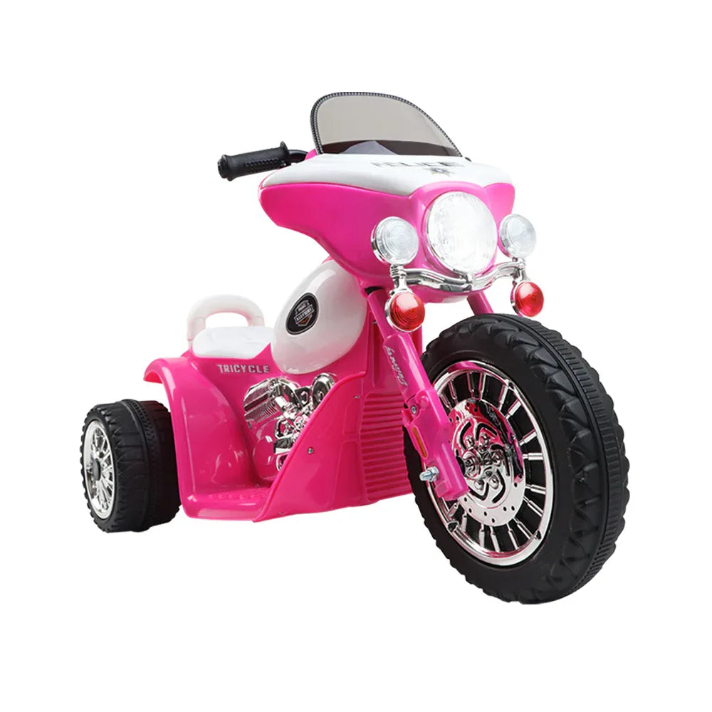 Rigo Kids Electric Ride On Patrol Police Car Harley-Inspired 6V Pink - Mekamart Australia