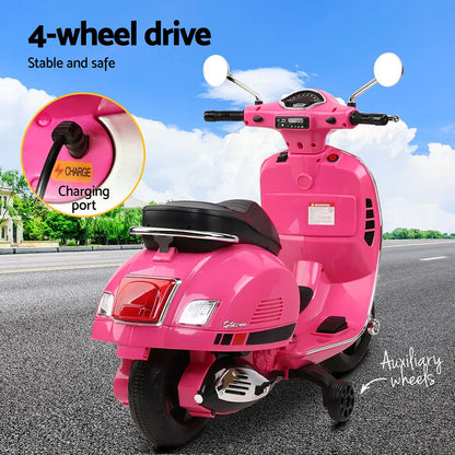 Kids Electric Ride On Car Motorcycle Motorbike Vespa Licensed GTS Pink - Mekamart Australia
