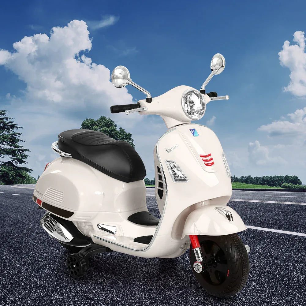 Kids Electric Ride On Car Motorcycle Motorbike Vespa Licensed GTS White - Mekamart Australia