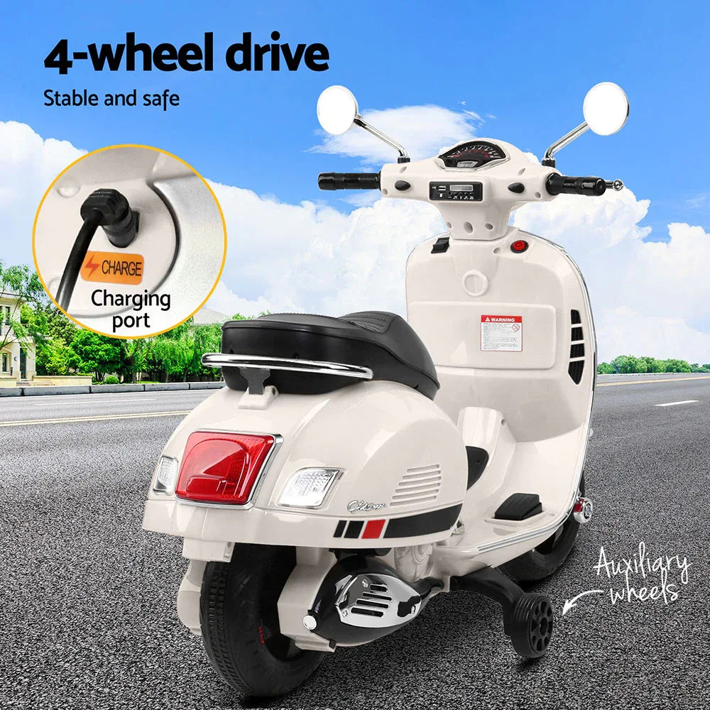 Kids Electric Ride On Car Motorcycle Motorbike Vespa Licensed GTS White - Mekamart Australia