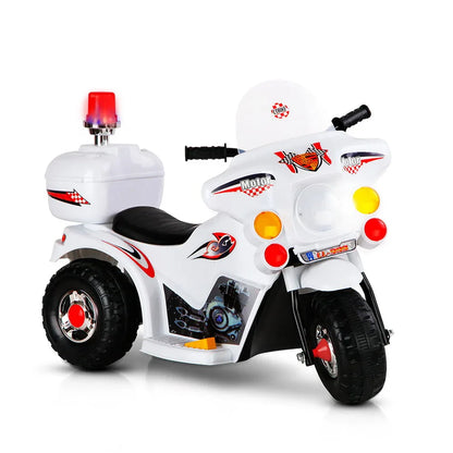 Rigo Kids Electric Ride On Police Motorcycle Motorbike 6V Battery White - Mekamart Australia