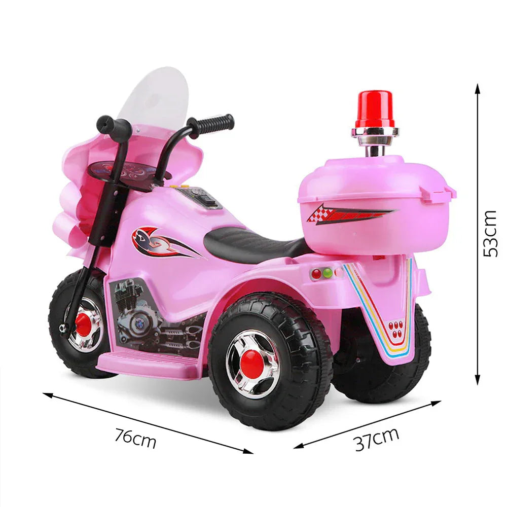 Rigo Kids Electric Ride On Police Motorcycle Motorbike 6V Battery Pink - Mekamart Australia